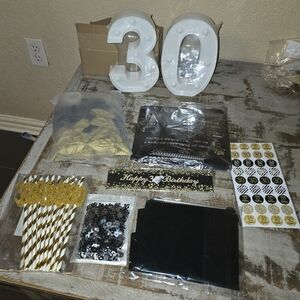 Gold and Black Birthday Party Decoration Set